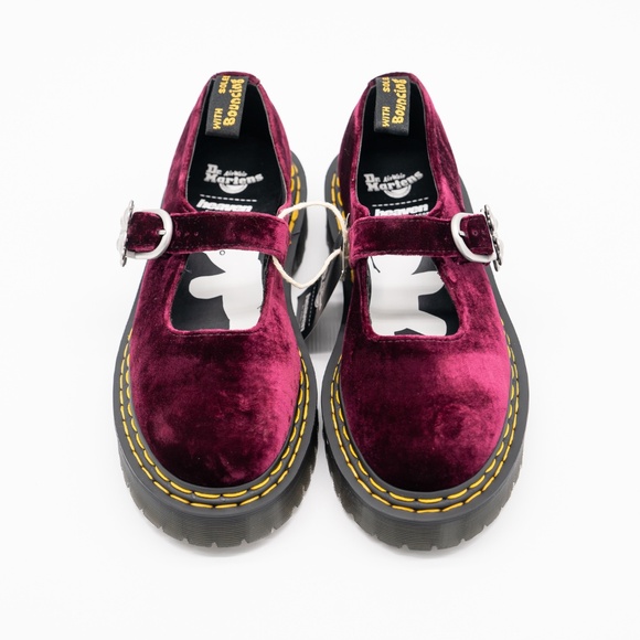 size 39EU 8 US Marc Jacobs Dr Martens Heaven Cherry Red Velvet Addina Mary Jane - Picture 3 of 11